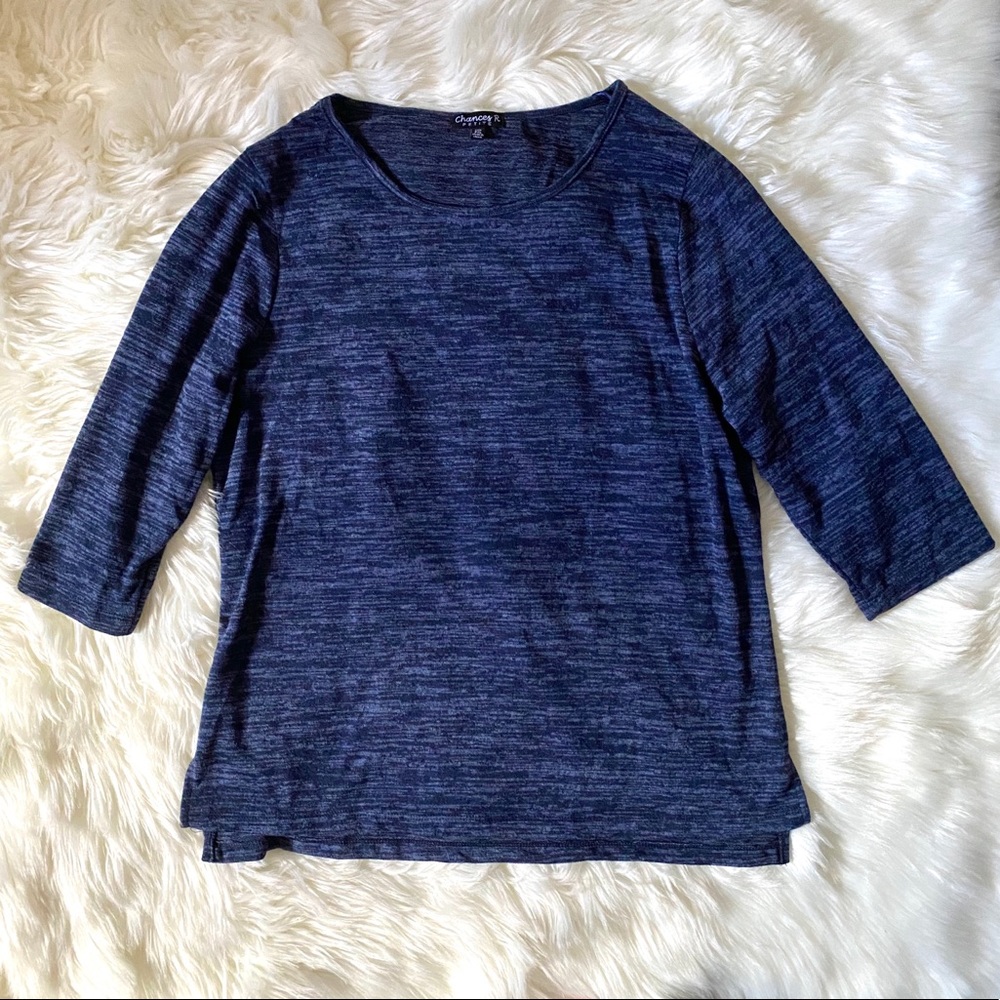 Chances R Petite Blue Quarter Sleeve Blouse